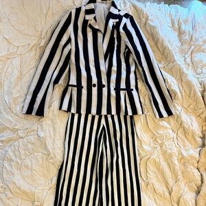 Beetlejuice Costume - Black & White Striped Blazer + Pants